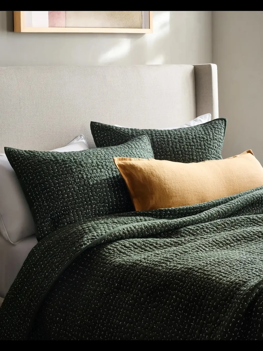 Quince Organic Cotton Hand Stitched Quilt Set - Full/Queen - Pine